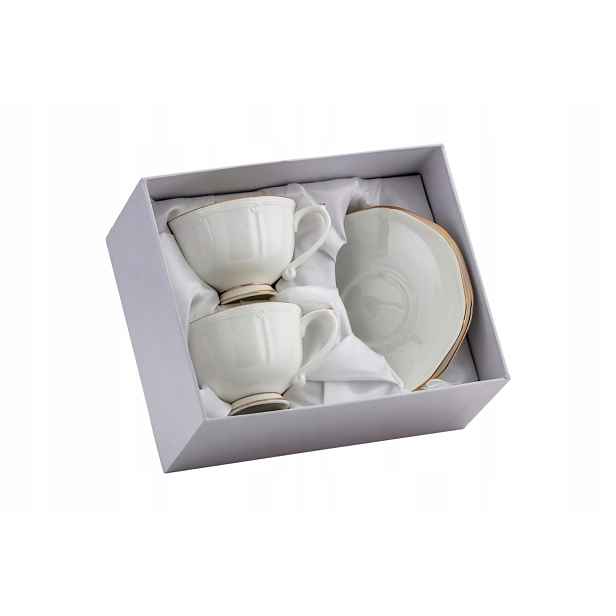 Šálky na čaj v krabičce 2ks porcelán bílé