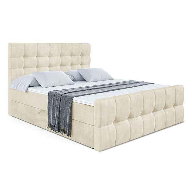 ALTDECOR KONTINENTÁLNÍ POSTEL s matrací H3 - BERO-Z - 200x200 cm Béžová