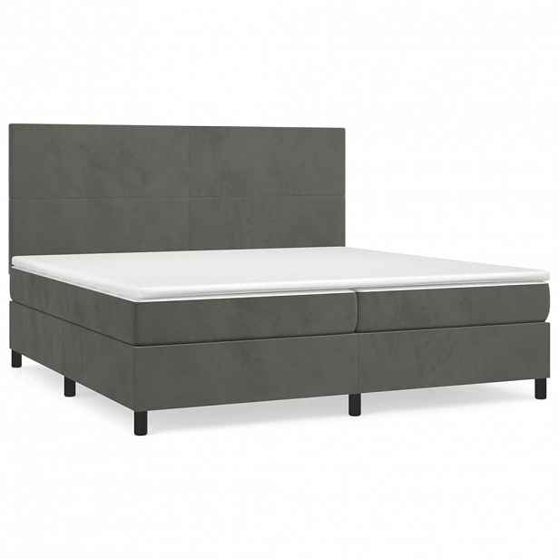 vidaXL Box spring postel s matrací tmavě šedá 200x200 cm samet