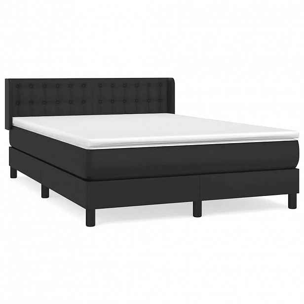 vidaXL Box spring postel s matrací černá 140 x 190 cm umělá kůže