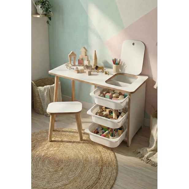 Casarredo Dětský psací stůl KIDS se stoličkou – bílá / dub