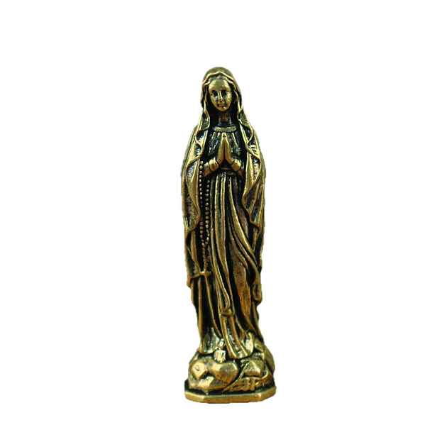 TEMU Malá soška Panny Marie ve vintage stylu, ručně vyráběné kovové umělecké dílo, náboženská figurka, dekorativní řemeslo na stůl do pracovny ,
