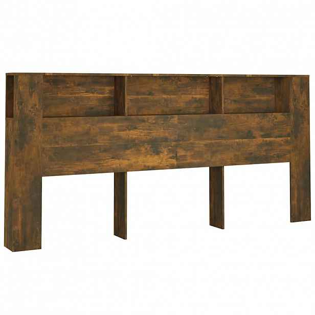 vidaXL Čelo postele s úložným prostorem kouřový dub 220x18,5x104,5 cm