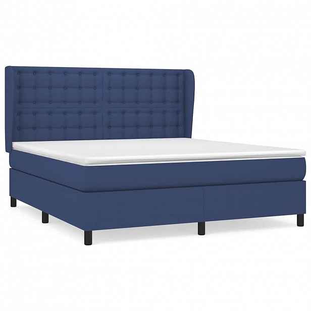 vidaXL Box spring postel s matrací modrá 180x200 cm textil