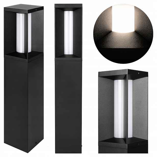 Led zahradní lampa 9W 60 cm stojící venkovní sloupek Černá