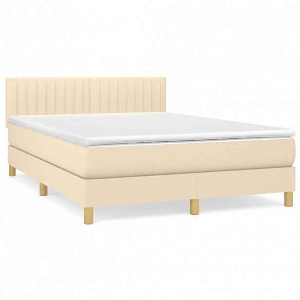 vidaXL Box spring postel s matrací krémová 140x200 cm textil