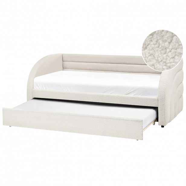 Beliani VYSOUVACÍ POSTEL Bouclé 90/200 cm Bílá Albiac