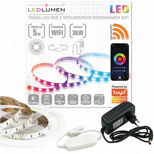 Led pásek Wifi 24W 12V 300 Smd 5m Rgb Ww Barevná linka Tuya Smart Life