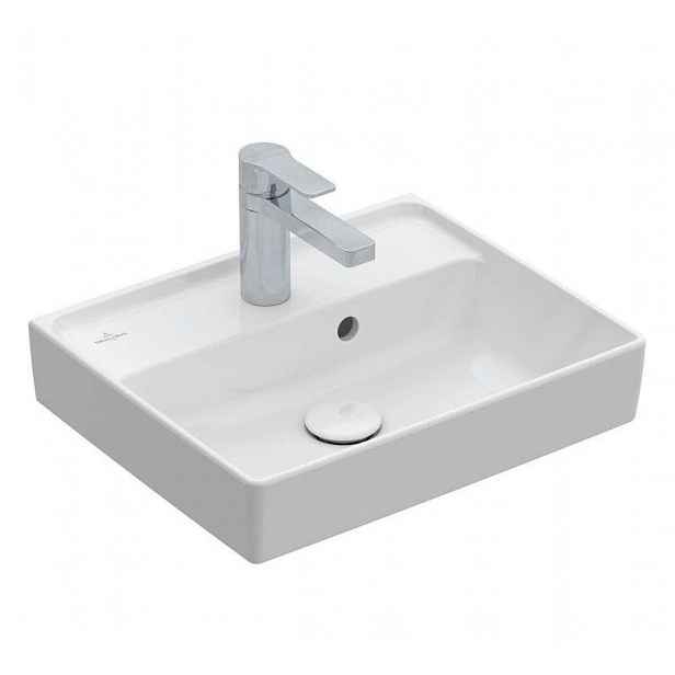 Villeroy & Boch Collaro - Umývátko 45x37 cm, s přepadem, 1 otvor pro baterii, CeramicPlus, Stone White 433445RW