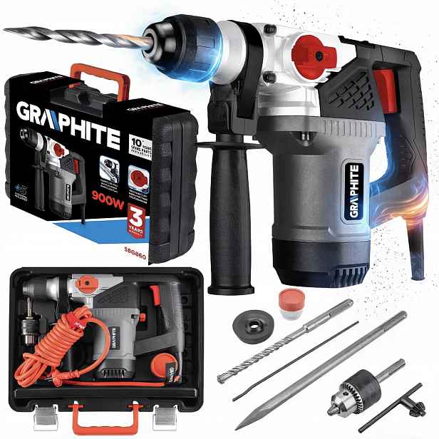 Graphite Příklepové kladivo Sds+ 900 W, kufr 58G860