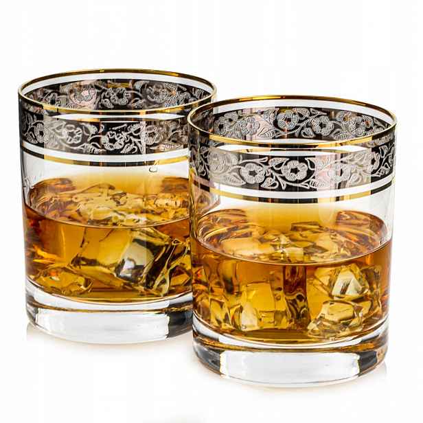 Exkluzivní sklenice na whisky Zlato Platina 320 ml 2ks