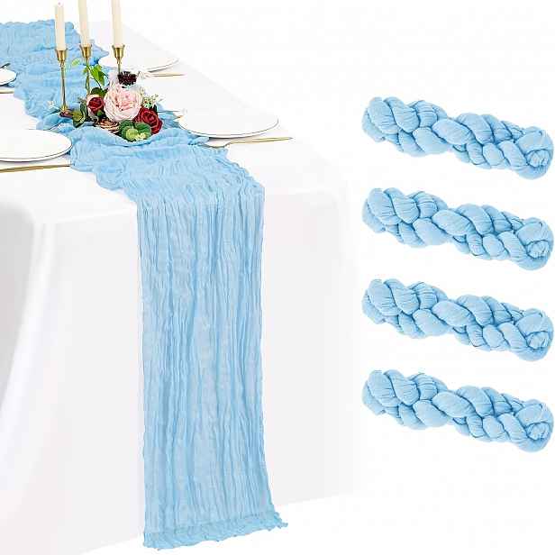 TEMU 4dílná bohémská svatební dekorace stolu, běhoun na stůl, svatební narozeninová oslava, baby shower, bohémský ubrus na stůl
