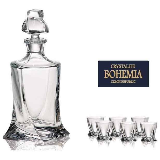 Bohemia sada 7 dílů karafa na vodku 6 sklenic Quadro