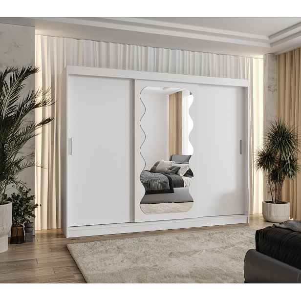 Šatní skříň Abi Spoti Rozměry: 250 cm, Barva korpusu + barva dveří: Bílá + Bílá