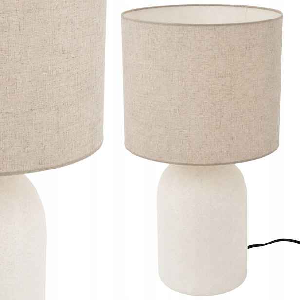 Vysoká Kulatá Stolní Lampa S Látkovým Stínítkem, Světlá, Pro Psací Stůl, 45,5 CM