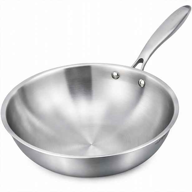 Wok Pánev Ocelová Nerezová Ocel Pevná, Těžká, 30 CM Masterpan