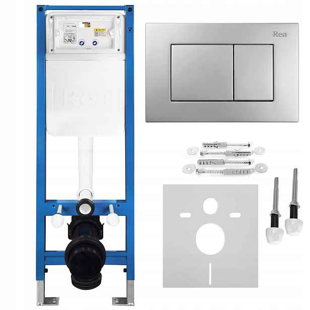 Podomítková Nádržka Wc Stojan Rea 024N Slim 3/6 L S Tlačítkem J Saténový, Stříbrný