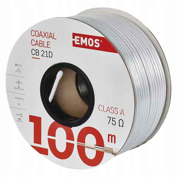 Emos CB21D koaxiální kabel 75 ohm 100 m bílý