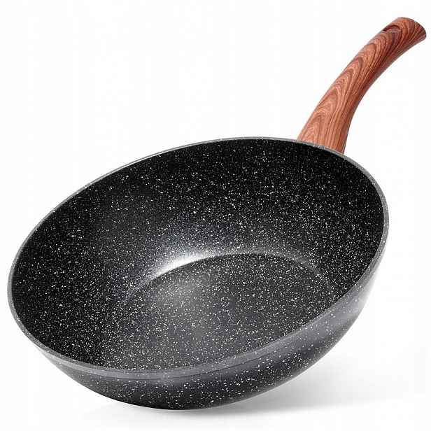 Granitová Pánev Wok Black&wood 28 CM Na Indukci S Nepřilnavou Povrchovou Úpravou