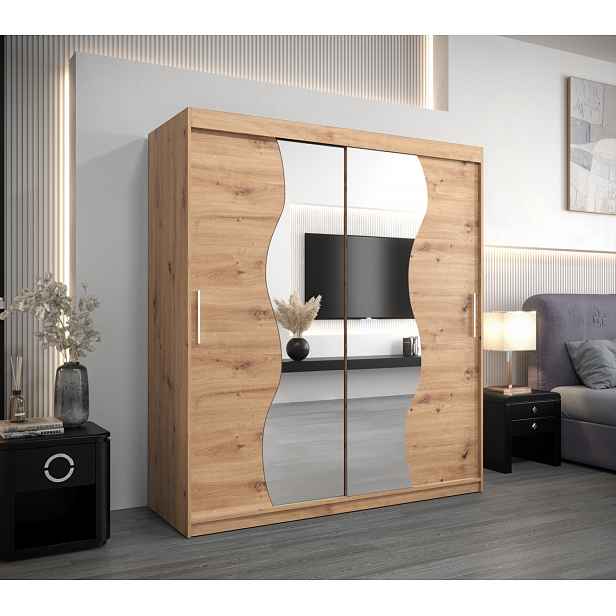 Skříň s posuvnými dveřmi REGINA - šířka 180 cm, dub artisan