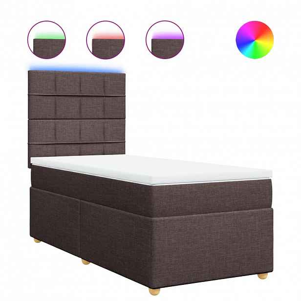 vidaXL Box spring postel s matrací tmavě hnědá 100 x 200 cm textil