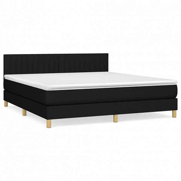 vidaXL Box spring postel s matrací černá 160x200 cm textil