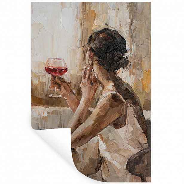 MuchoWow SAMOLEPKA NA ZEĎ Olejomalba - Žena - Víno 40x60 cm