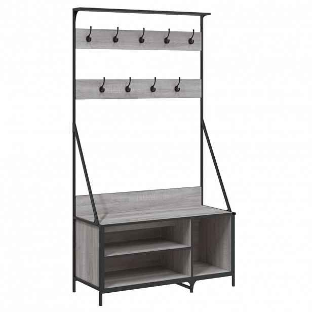 vidaXL Stojan na oblečení a prostor pro obuv šedý sonoma 100x41x184 cm
