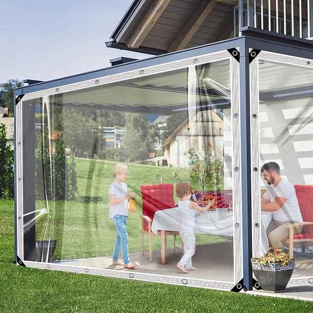 Pvc plachta pro zahradu a altán, průhledná, voděodolná, 0,4 mm, 4 x 4 m