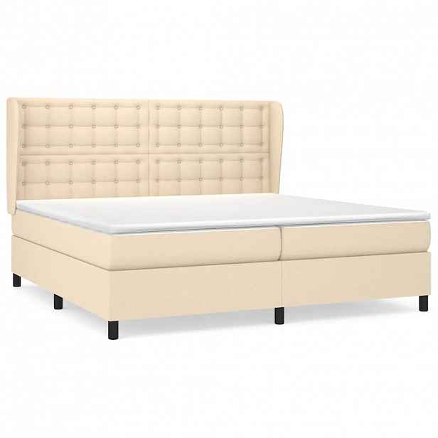 vidaXL Box spring postel s matrací krémová 200x200 cm textil