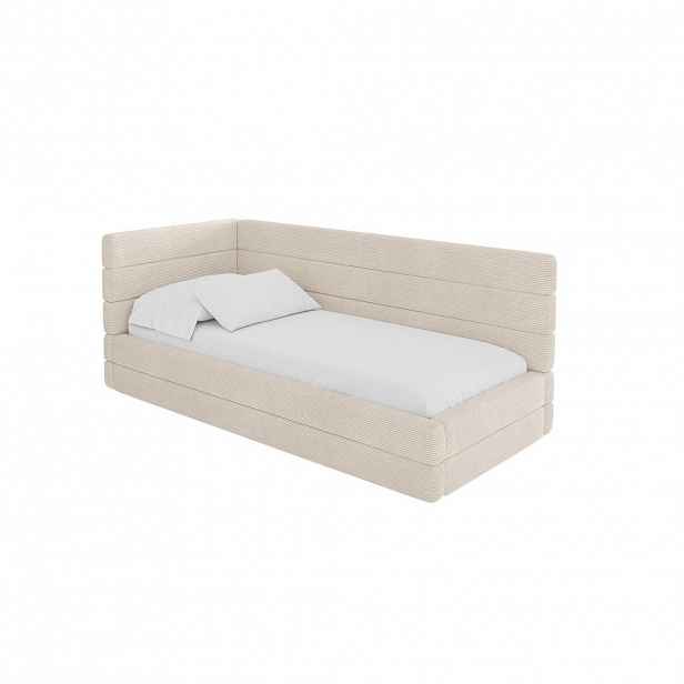 ALTDECOR JEDNOLŮŽKOVÁ POSTEL pro mládež s úložným prostorem, vpravo - BEMY 90x200 béžová