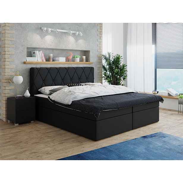 Moderní box spring postel Stefanie 180x200, černá HELCEL