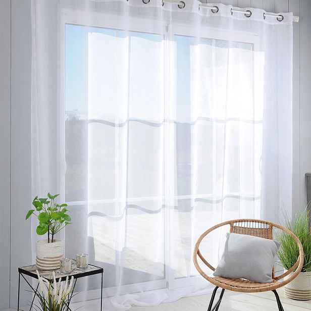 Voálová záclona na francouzské okno MONNA XXL bílá 300 x 260 cm