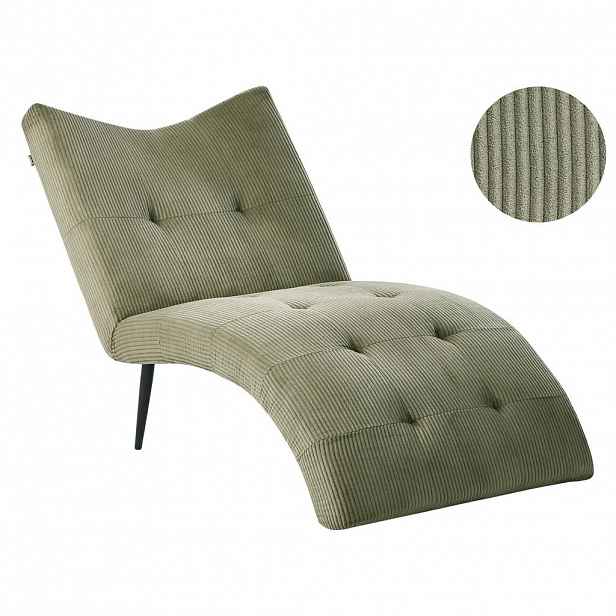 Beliani ČALOUNĚNÉ LEHÁTKO CHAISE LONGUE Manšestr Zelené Quilly