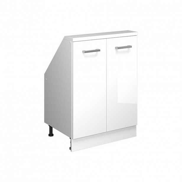 Vicco KUCHYŇSKÁ SKŘÍŇKA POD ŠIKMOU STŘECHU R-Line Bílá vysoký lesk 60 cm se 2 dvířky
