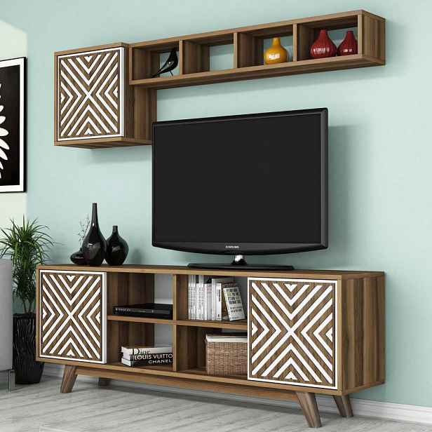 TV stěna / Sestava pod TV Inci - Walnut, White