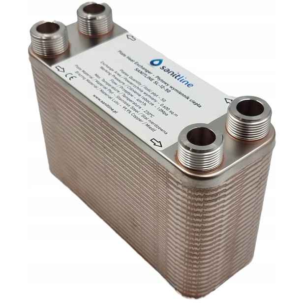 Výměník Tepla Sanitline 50 Desekový Výkon 45 kW 4x3/4" Co Cwu Plyn Ekogroszek