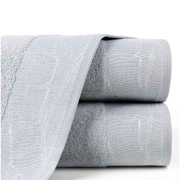 Bavlněný froté ručník s bordurou METALIC 50x90 cm, stříbrná, 480 g/m2