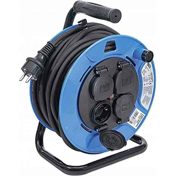 Buben na kabel 25 m 3x1,5 mm² 4 zásuvky s uzávěrem