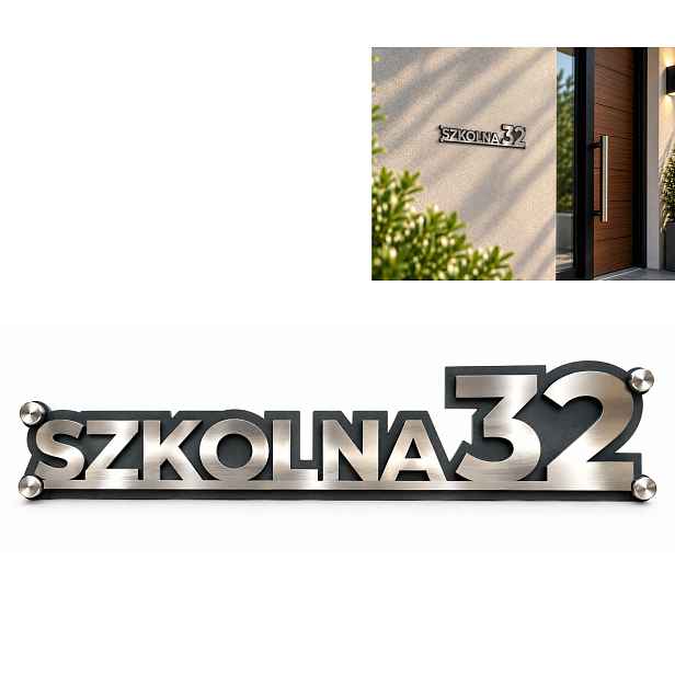 Nerezové číslo domu 3D, adresní štítek Nerezová Ocel, Antracit