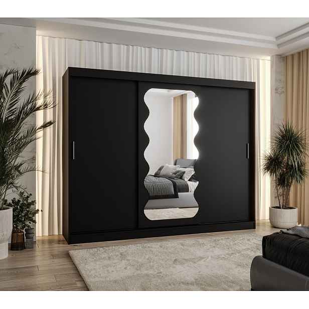 Šatní skříň Abi Spoti Rozměry: 250 cm, Barva korpusu + barva dveří: Černá + Černá