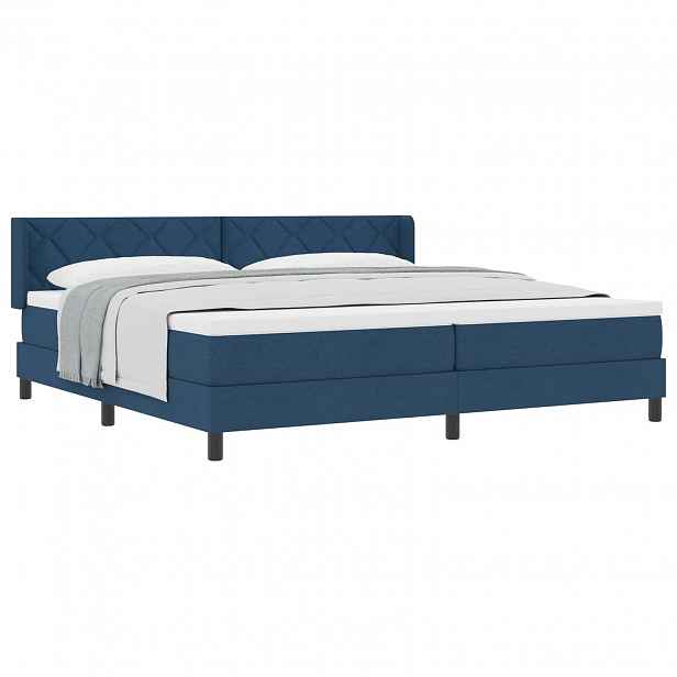 vidaXL Postel s boxspringem s čelo Modrá 200 x 200 cm textil