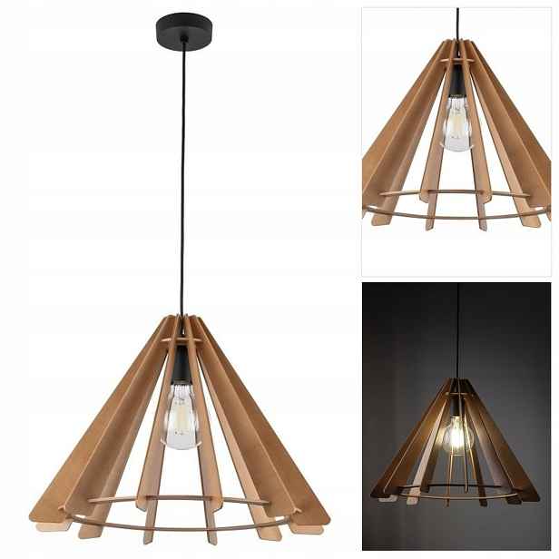 Hnědá závěsná lampa Eris s dřevěným akcentem do pracovny a kanceláře Tk Lighting