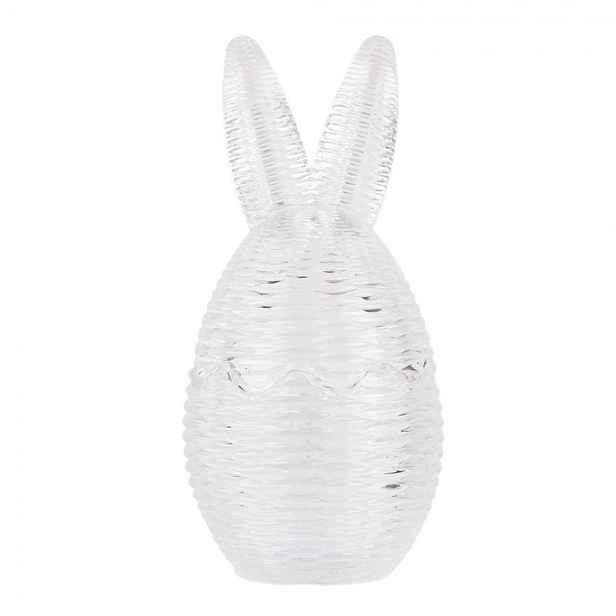 Skleněná dóza s víkem vajíčko s oušky proutěný design - Ø 8*17 cm Clayre & Eef