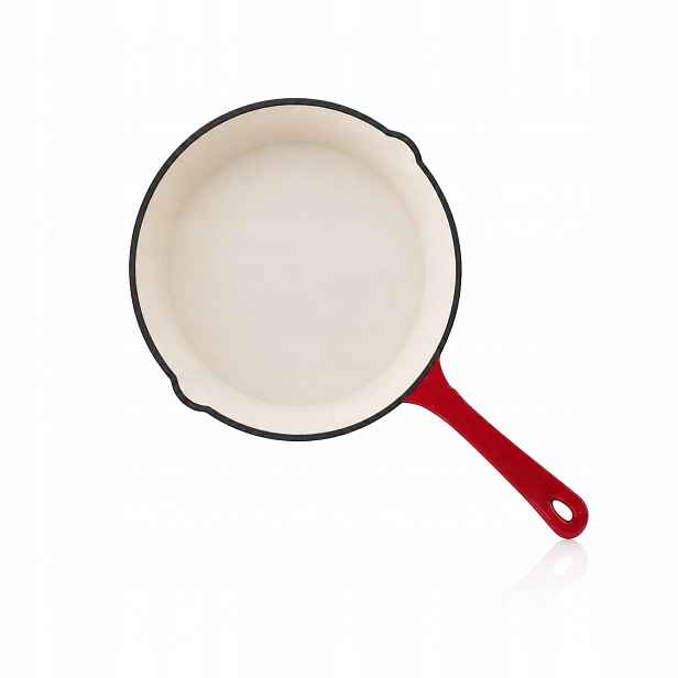 Smaltovaná litinová pánev Mg Home 25 cm Tradiční červená indukce plynu