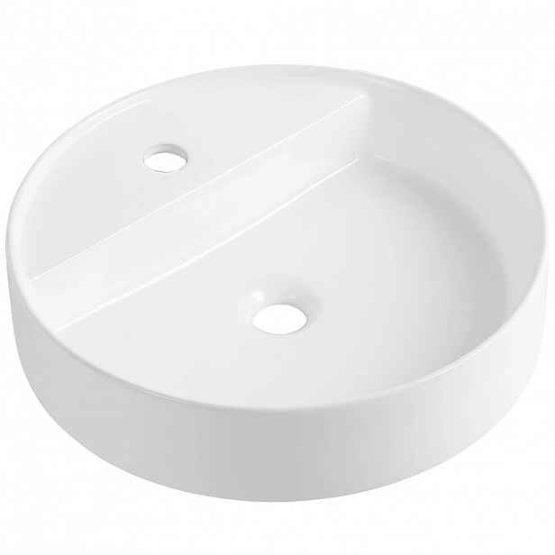 Umyvadlo keramické - na desku - Lario - bílá lesklá - Ø 45 cm