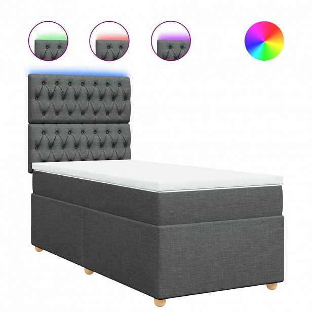 vidaXL Box spring postel s matrací tmavě šedá 100 x 200 cm textil