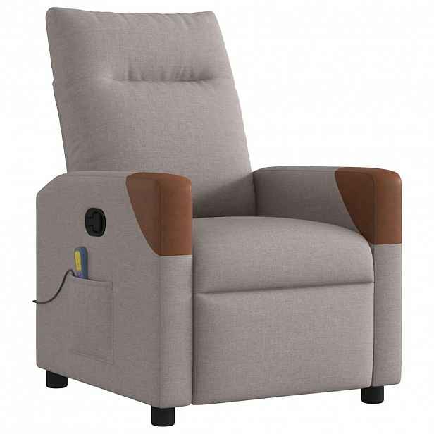 vidaXL Masážní polohovací křeslo taupe textil