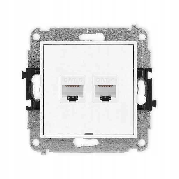 Dvojitá internetová počítačová zásuvka RJ45 kat 6 MGKBO-4 Karlik Mini