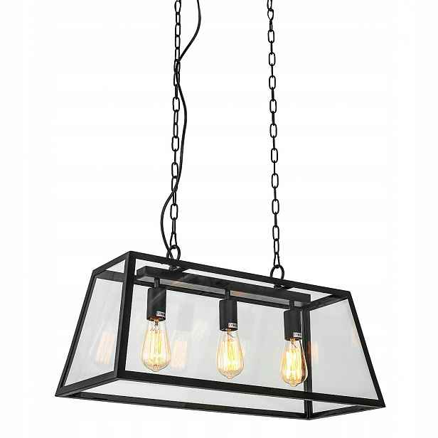 Laverno Závěsná lampa černá Loftová podlouhlá 3xE27 60W IP20